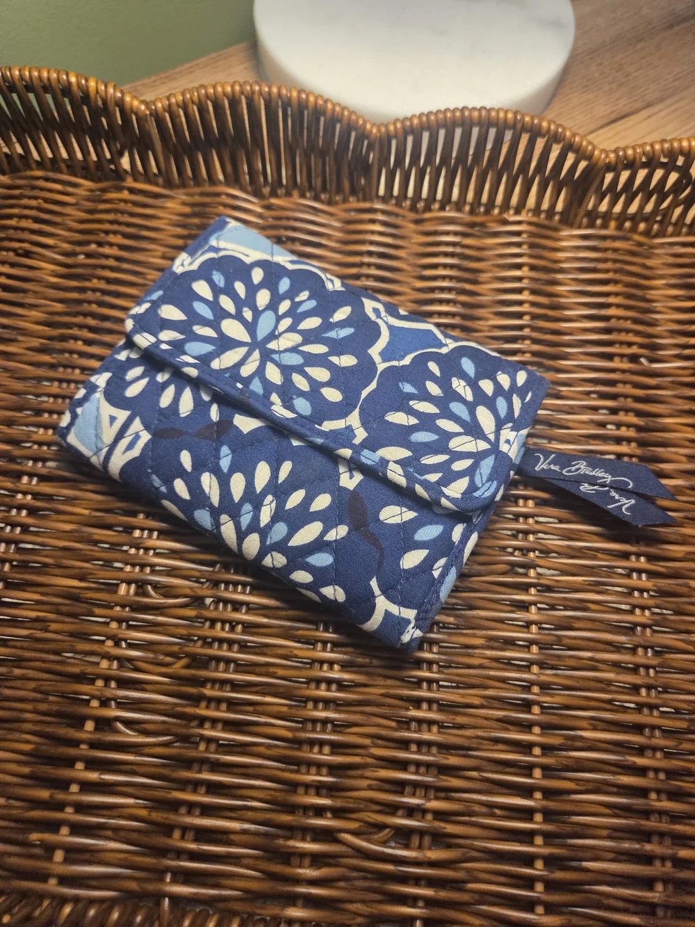 Vera Bradley Navy and Cream Quilted Floral Wallet